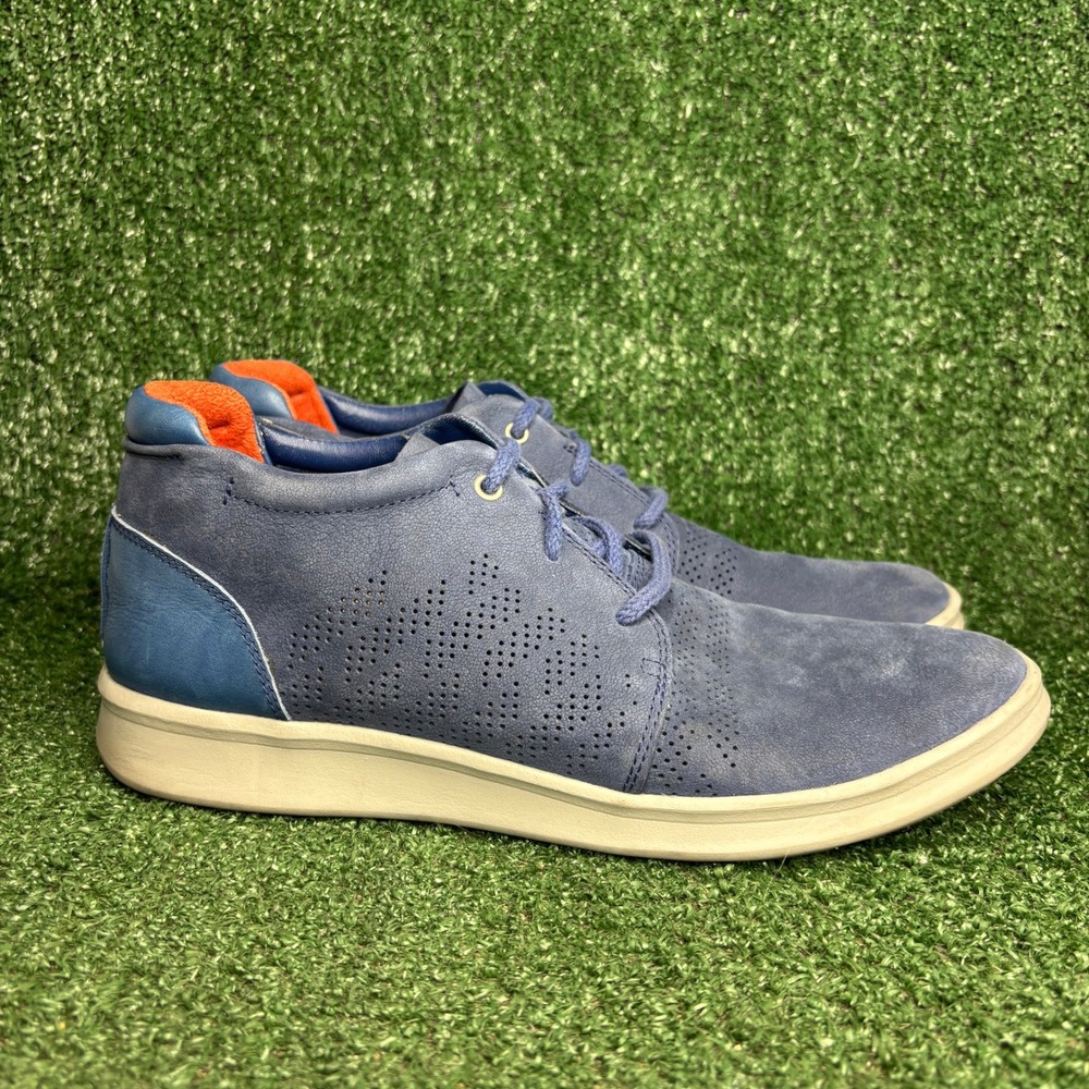 UGG Larken Stripe Perforated Leather Casual Low Top Sneakers Blue Mens Size 10